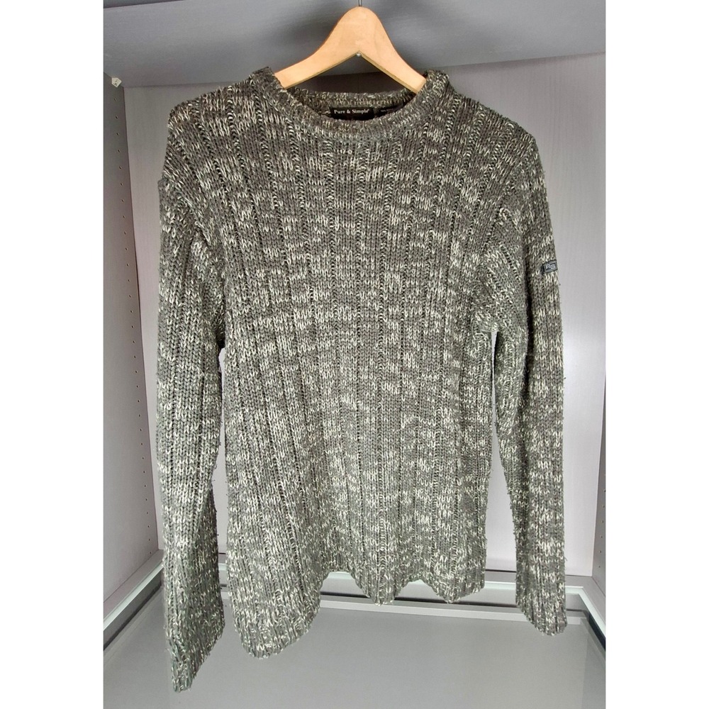 Vintage 90s Pure & Simple P&S Chunky Knit Sweater Mens M Gray Acrylic Korea